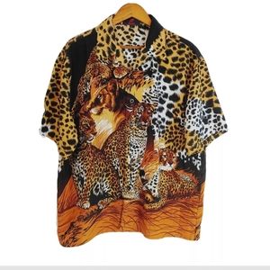 Vintage Austar 90's Streetwear Cheetah Shirt XL